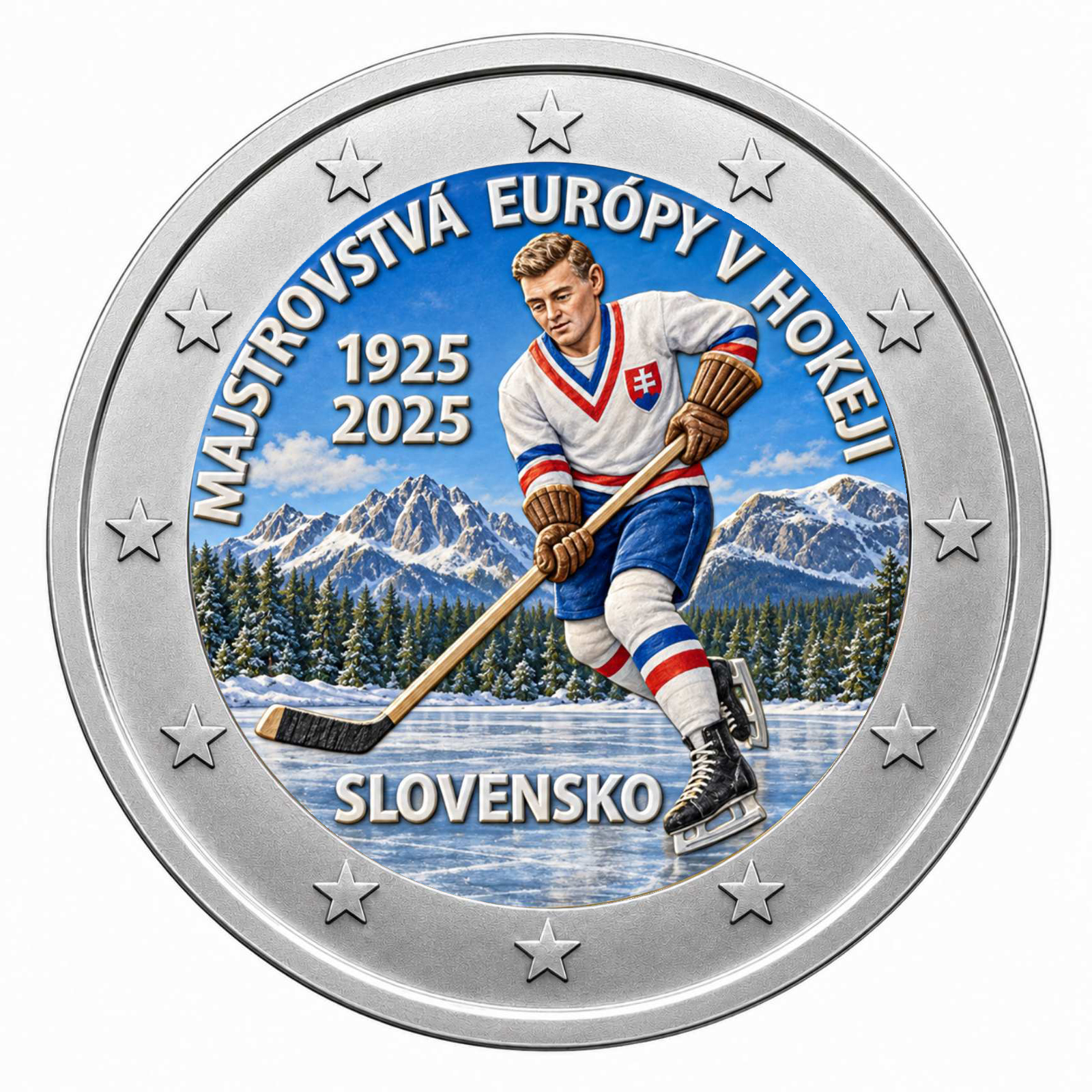 2 Euros Majstrovstva Europy V Hokeji (Coloured)